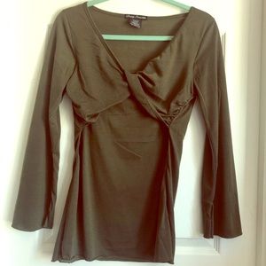 Olive green twist front blouse